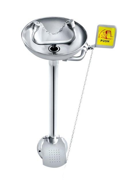 Vertical eye wash station (with foot pedal)