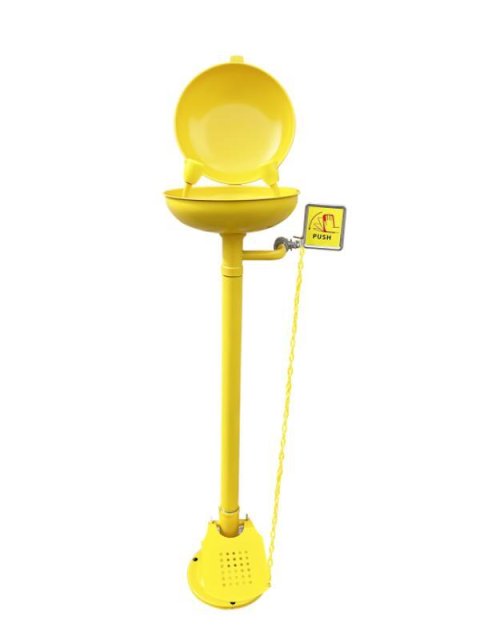 Yellow ABS anti-corrosion coating Dustproof cover High-end large basin Vertical eye wash station