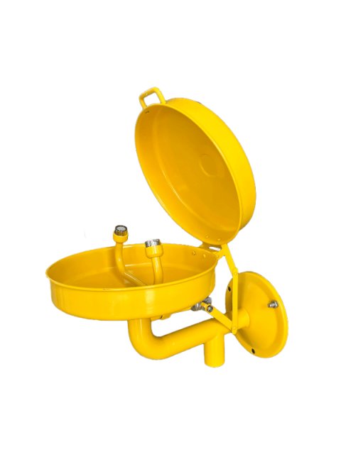 Yellow ABS clamshell wall hanging eye washer